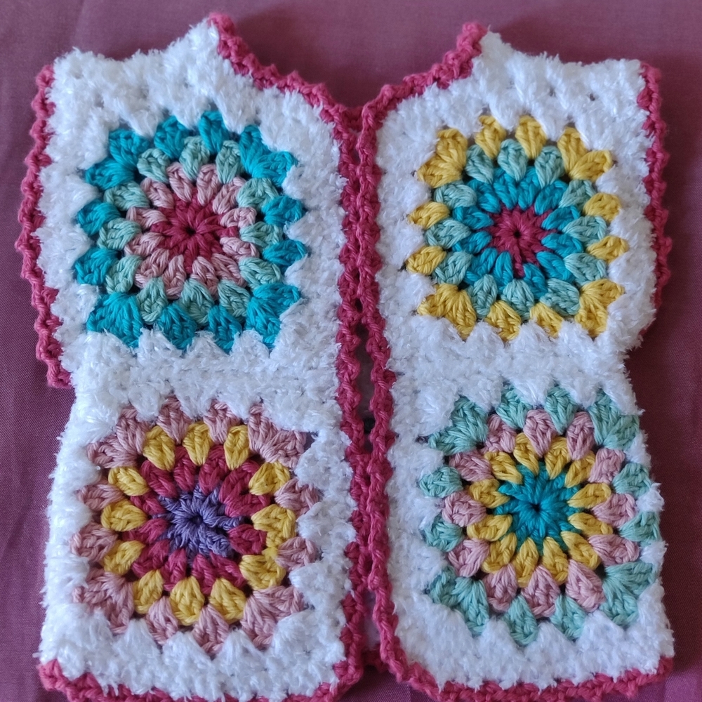 Handmade Crochet Colorful Baby Vest with Granny Square Patterns - Picture 13 of 13